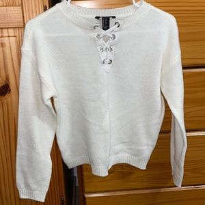 forever 21 white knit sweater